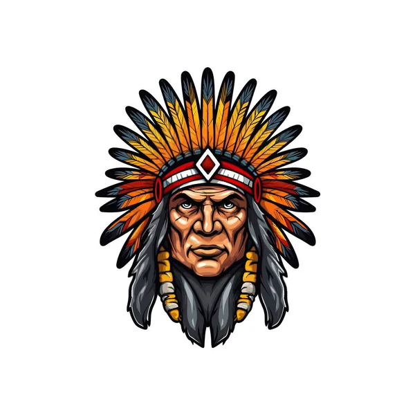 Logo Mascota Del Guerrero Apache Diseño Ilustración Vectorial — Vector de stock