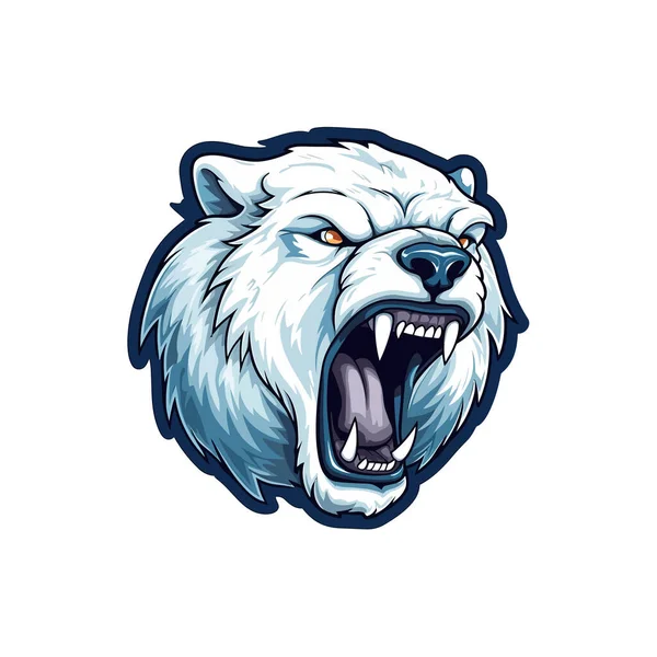 Badge Emblem Printing Aggressive Polar Bear Vector Illustration Design — Stock Vector
