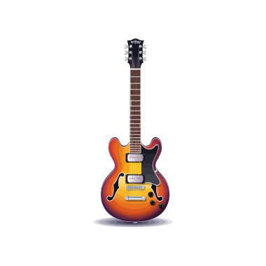 Elektro gitar beyazda izole edilmiş. Vektör illüstrasyon tasarımı.