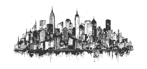 大城市的轮廓草图手绘涂鸦 矢量图解设计 — 图库矢量图片