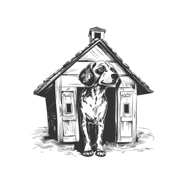 Собачий Будиночок Собачою Ескізною Рукою Намальованою Каракулі Векторний Дизайн Ілюстрації — стоковий вектор