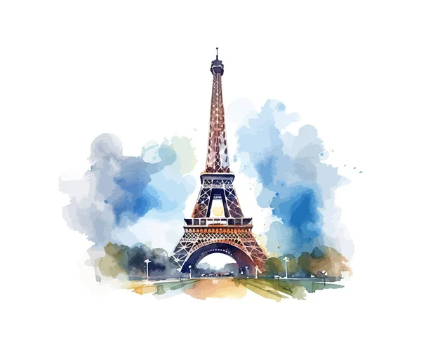 Watercolor Sketch Eiffel Tower Paris France Vector Illustration Design — Stock Vector