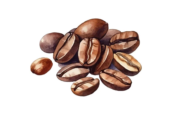 Coffee Beans Watercolor Vector Illustration Design — Stock Vector