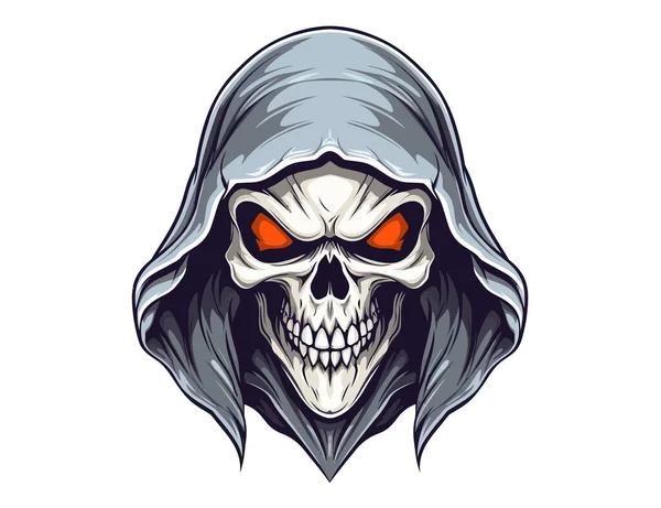 Агресивний Логотип Талісмана Черепа Death Reaper Векторний Дизайн Ілюстрації — стоковий вектор