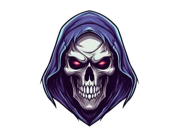 Death Reaper Aggressives Totenkopf Gesicht Maskottchen Logo Vektor Illustrationsdesign — Stockvektor