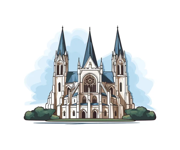 Gotik Katedral Vektör Illüstrasyon Tasarımı — Stok Vektör