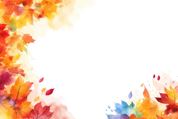Panorama Podzim Barevný Akvarel Pozadí Návrh Vektorové Ilustrace — Stockový vektor