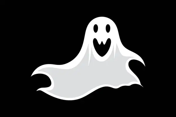 Realistico Halloween Carino Logo Foglio Fantasma Progettazione Illustrazione Vettoriale — Vettoriale Stock