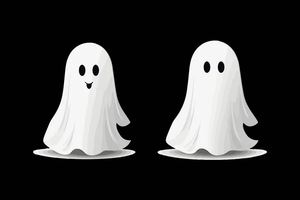Realistico Halloween Carino Logo Foglio Fantasma Progettazione Illustrazione Vettoriale — Vettoriale Stock