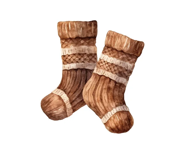水彩袜羊毛褐色针织的 矢量图解设计 — 图库矢量图片