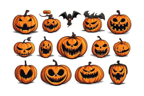 Kürbis Halloween Ikone Cliparts Vektor Illustrationsdesign — Stockvektor
