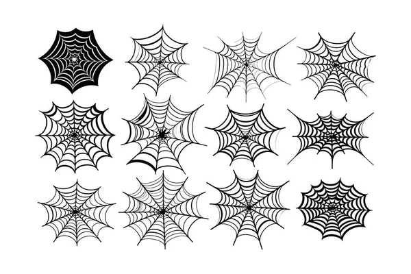 Spinnennetze Gesetzt Vektor Illustrationsdesign — Stockvektor