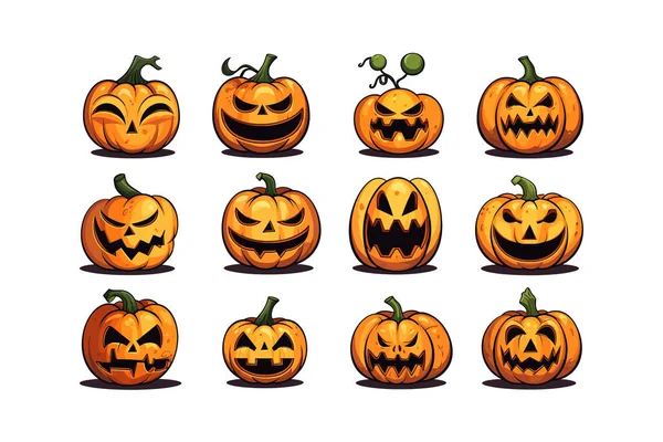 Pompoen Halloween Icoon Stijl Clipart Ontwerp Van Vectorillustraties — Stockvector