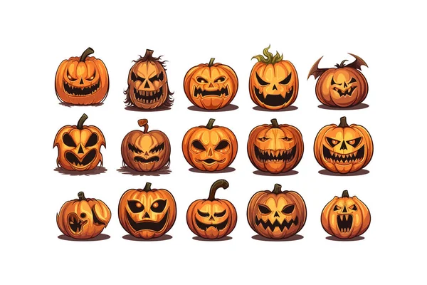 Kürbis Halloween Ikone Cliparts Vektor Illustrationsdesign — Stockvektor