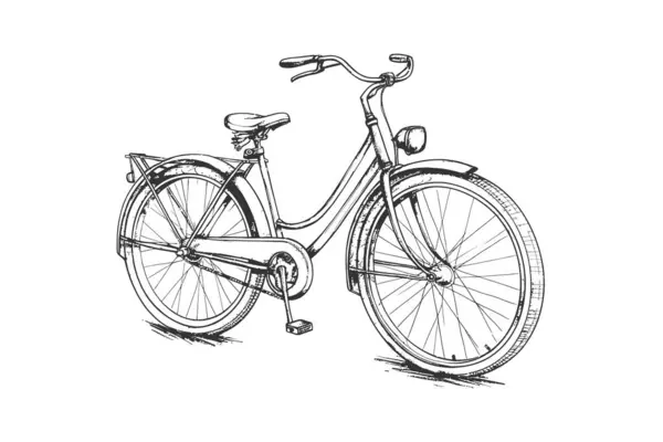 Bike Retro Χέρι Σχέδιο Σχεδιασμός Εικονογράφησης Διανύσματος — Διανυσματικό Αρχείο