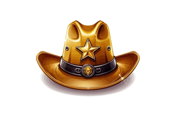 Cowboyhatt Med Sheriffbricka Vektor Illustration Design — Stock vektor