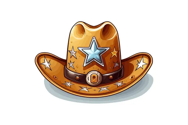Şerif Rozetli Kovboy Şapkası Vektör Illüstrasyon Tasarımı — Stok Vektör