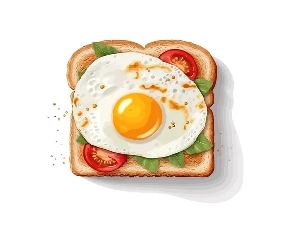 Top View Ρεαλιστικό Ψωμί Τηγανητά Αυγά Σχεδιασμός Εικονογράφησης Διανύσματος — Διανυσματικό Αρχείο