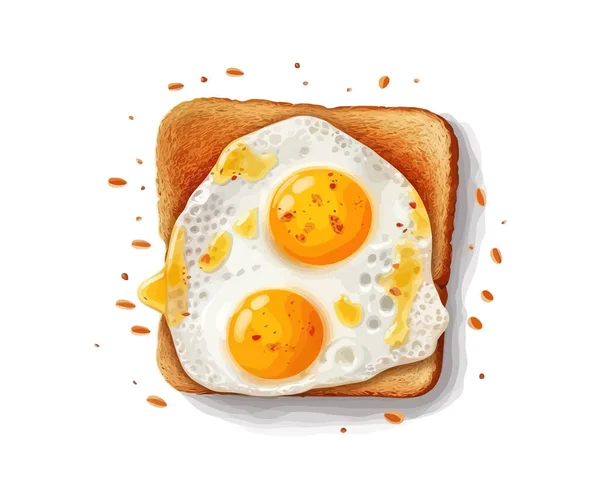 Vista Superior Pan Realista Con Huevos Fritos Diseño Ilustración Vectorial — Archivo Imágenes Vectoriales