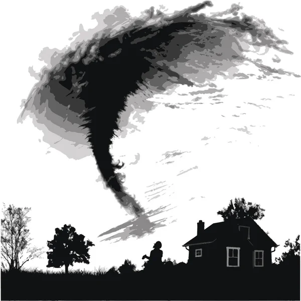 Sílhueta Tornado Desenho Ilustração Vetorial — Vetor de Stock