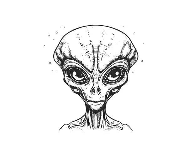 Alien Portrait Hand Drawn Sketch Vector Illustration Design — Stock Vector