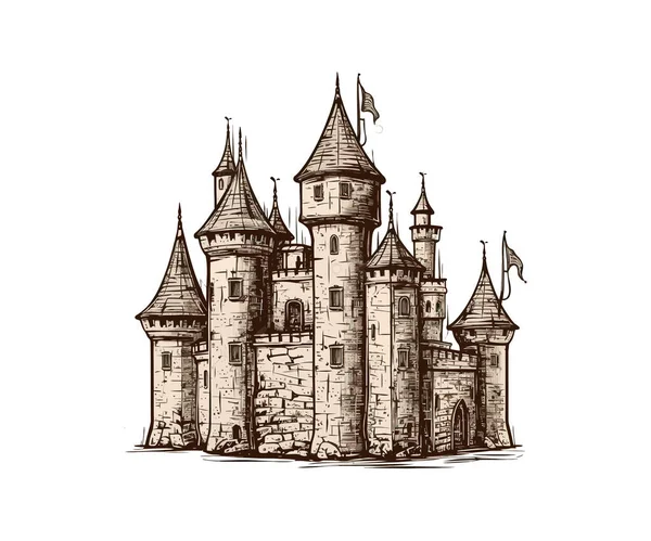 Stary Zamek Projekt Ilustracji Wektorowej — Wektor stockowy