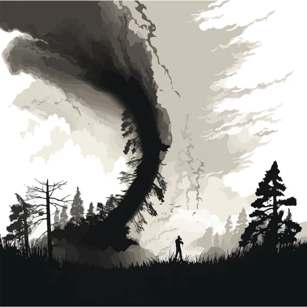 Sílhueta Tornado Desenho Ilustração Vetorial —  Vetores de Stock