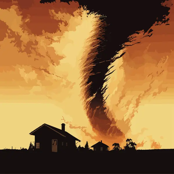 Силуэт Торнадо Векторная Иллюстрация — стоковый вектор