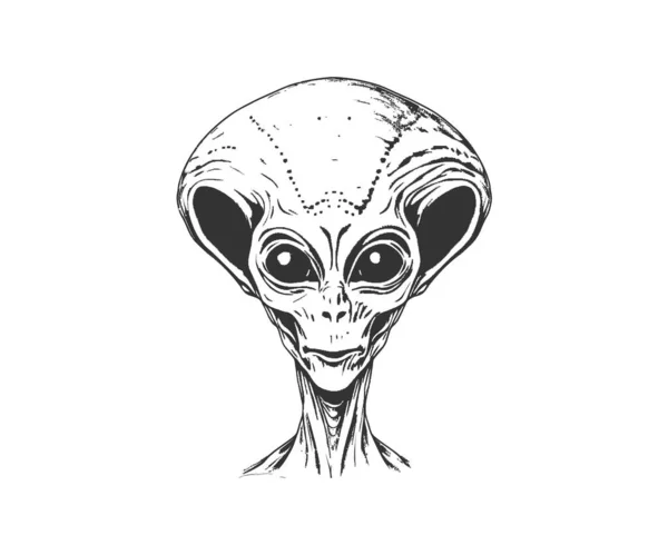 Retrato Extraterrestre Dibujado Mano Diseño Ilustración Vectorial — Archivo Imágenes Vectoriales