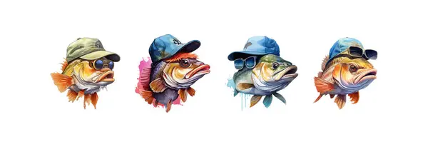Красочные Окунь Рыбы Солнцезащитных Очках Верхней Одежде Векторная Иллюстрация — стоковый вектор