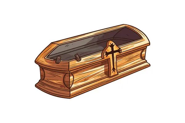 卡通画五彩缤纷的木制棺材 上面有十字 矢量图解设计 — 图库矢量图片