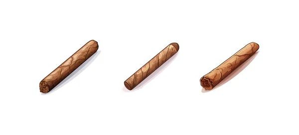 Cartoon Zündete Zigarre Mit Rauch Vektor Illustrationsdesign — Stockvektor