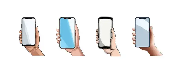 Mobiele Telefoon Hand Handheld Smartphone Ontwerp Van Vectorillustraties — Stockvector