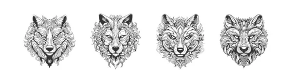 Tatueringsbjörnshuvud För Prydnadsdjur Mycket Detaljerad Abstrakt Vektor Illustration Design — Stock vektor