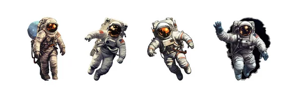 Реалістичний Астронавт Космосі Робить Дебетові Наклейки Векторний Дизайн Ілюстрації — стоковий вектор