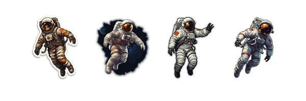 Astronaute Réaliste Combinaison Spatiale Faisant Autocollant Deb Illustration Vectorielle — Image vectorielle