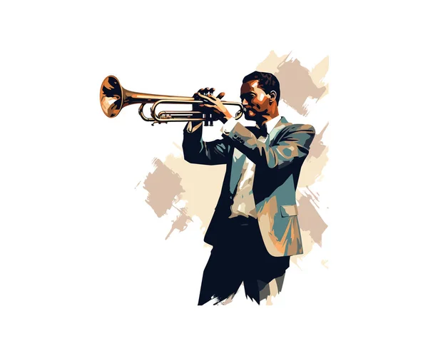 Trumpet Player Vector Illustration Design — Stock Vector