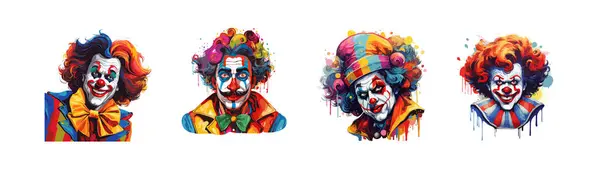 Ensemble Clowns Illustration Vectorielle — Image vectorielle