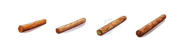 Cigare Allumé Par Dessin Animé Avec Fumée Illustration Vectorielle — Image vectorielle