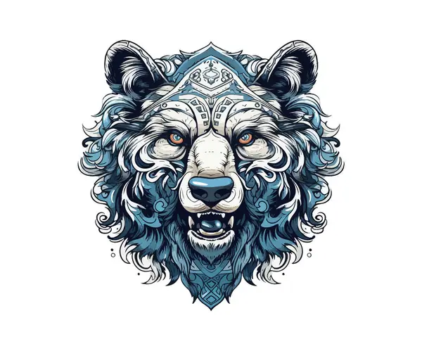 Díszes Tetoválás Medve Fej Nagyon Részletes Absztrakt Vektor Illusztrációjának Kialakítása — Stock Vector