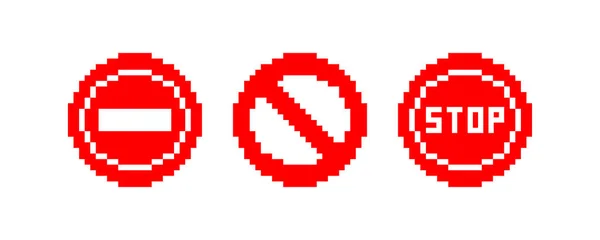 Stoppschild Pixel Symbol Gesetzt Vektor Illustrationsdesign — Stockvektor
