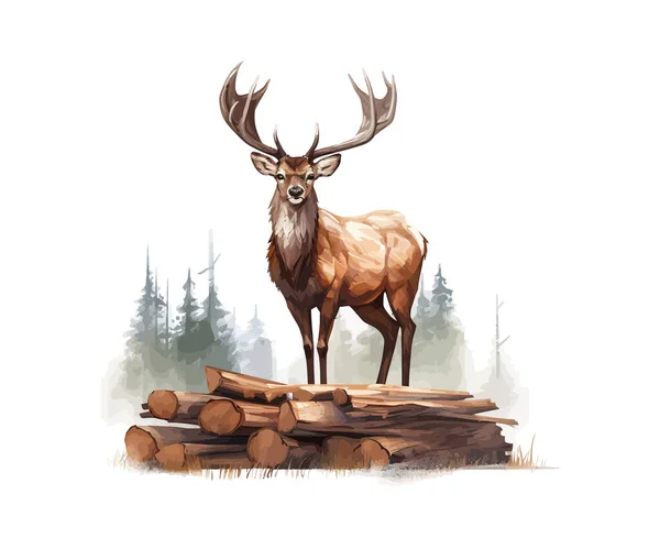 Lumberjack Deer Vector Illustration Design — Stock Vector