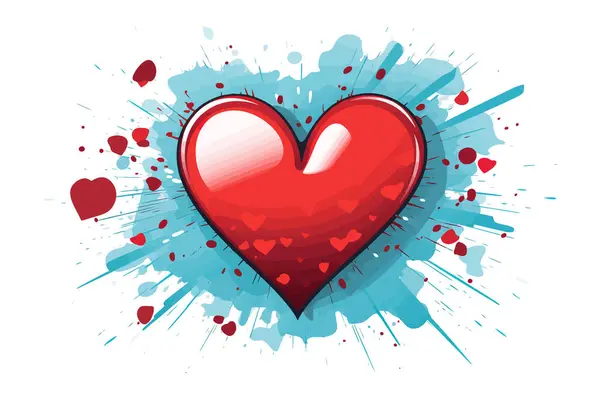 Heart Love Valentines Day Watercolor Vector Illustration Design — Stock Vector
