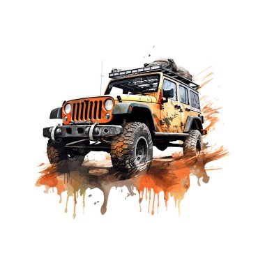 Offroad Jeep suluboya. Vektör illüstrasyon tasarımı.