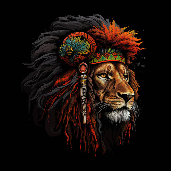 Lion head in boho Vector illustration design.