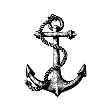 Klasik Denizcilik Çapa Eli çizim stili. Vektör illüstrasyon tasarımı