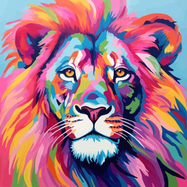 Soyut Pop Sanatı Majestic Lion suluboya tarzında. Vektör illüstrasyon tasarımı.