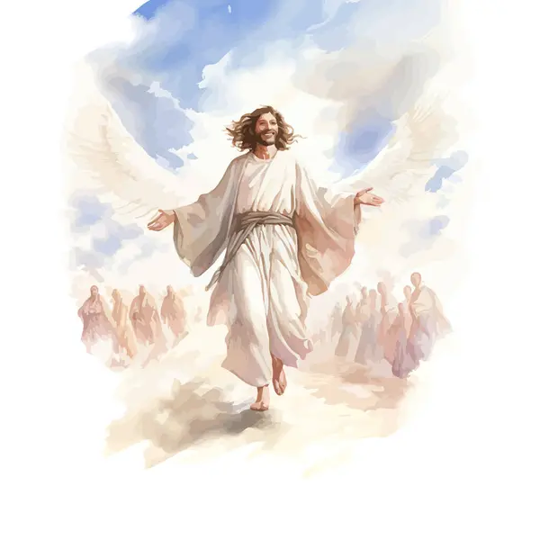 Ascension Christ Akvarel Style Návrh Vektorové Ilustrace Vektorová Grafika