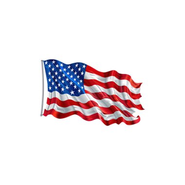 Beyaz Arkaplanda Amerikan Bayrağı sallamak. Vektör illüstrasyon tasarımı.