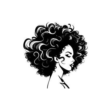 Black and White Illustration of Woman's Profile. Vector illustration design. clipart